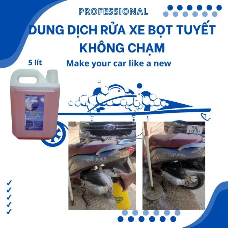 Dung dịch rửa xe bọt tuyết không chạm chuyên rửa SH, Vision 5 lít - miễn ship