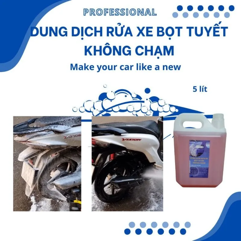 Dung dịch rửa xe bọt tuyết không chạm chuyên rửa SH, Vision 5 lít - miễn ship