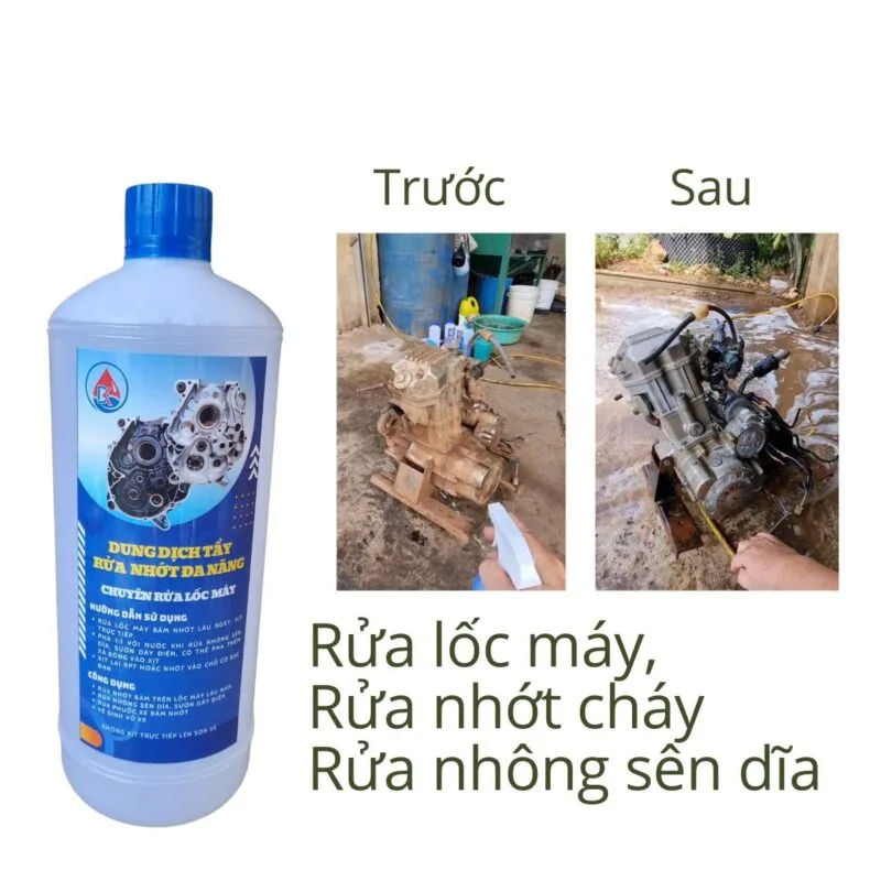 rửa nhớt cháy đen trong lốc máy