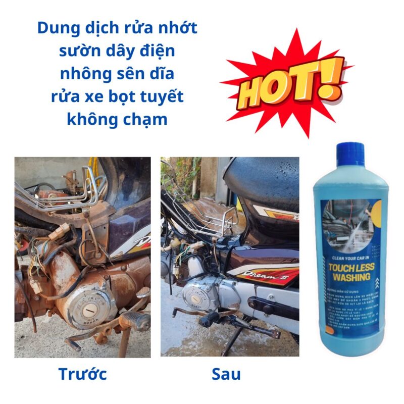 Dung dịch rửa nhớt, rửa đất, rửa xe bọt tuyết không chạm miễn ship