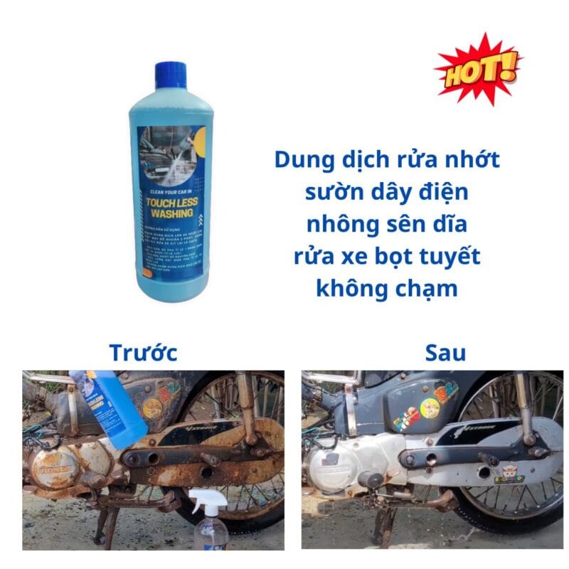 Dung dịch rửa nhớt, rửa đất, rửa xe bọt tuyết không chạm miễn ship
