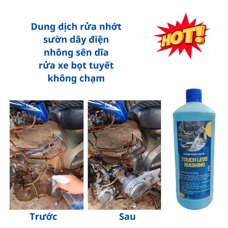 Dung dịch rửa nhớt, rửa đất, rửa xe bọt tuyết không chạm miễn ship